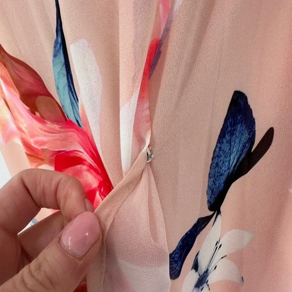 Yumi Kim Wrap Maxi Dress Women S Pink Floral Short Sleeve Wedding Guest Romantic - Picture 7 of 12